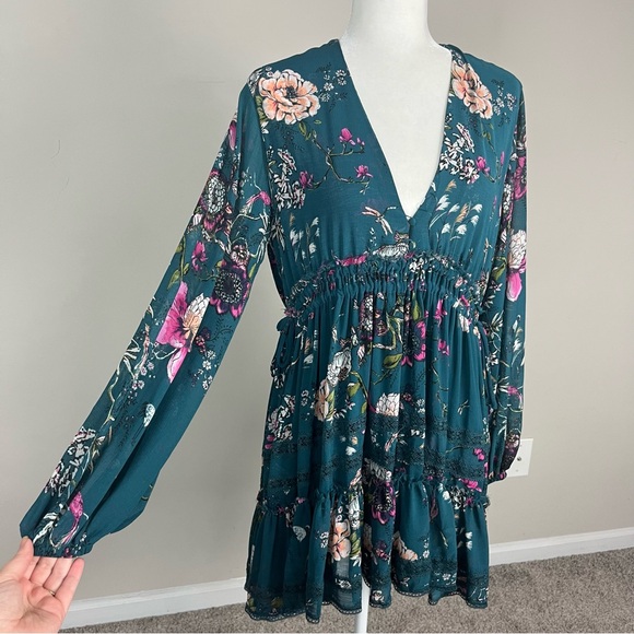 FREE PEOPLE CHERRY BLOSSOM MINI DRESS WITH SLEEVES SIZE XS - Picture 14 of 16